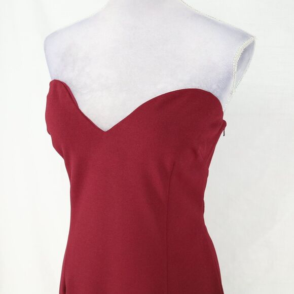 Katie May Gown Dress Womens 16 Burgundy Strapless Open Back Long Sheer Scarf - Picture 10 of 16